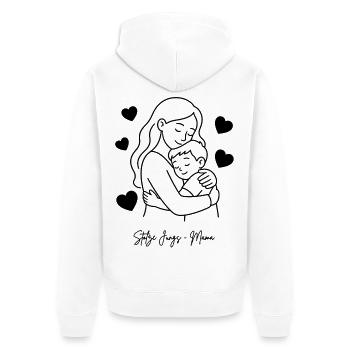 Stolze Jungs-Mama Geschenk - Unisex Premium Bio Zip Hoodie - Weiß - Hinten - Thijin (182cm)