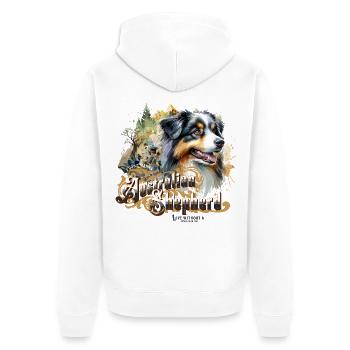Australian Shepherd - Veste à capuche bio Premium Unisexe - blanc - Dos - Thijin (182cm)