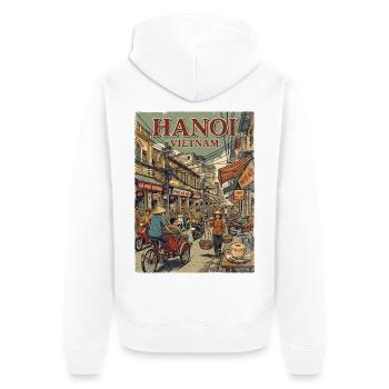 Hanoi Vietnam - Unisex Premium Bio Zip Hoodie - Weiß - Hinten - Thijin (182cm)
