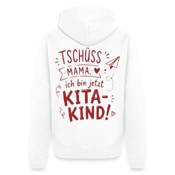 Tschüss Mama Kita-Kind - Unisex Premium Bio Zip Hoodie - Weiß - Hinten - Thijin (182cm)