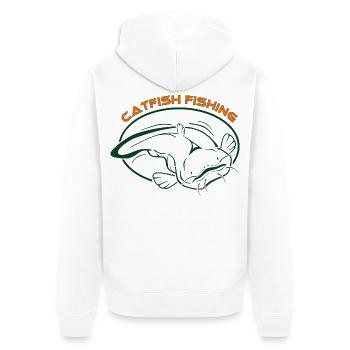 Fische_002_catfish_fishing_001 - Unisex Premium Bio Zip Hoodie - Weiß - Hinten - Thijin (182cm)