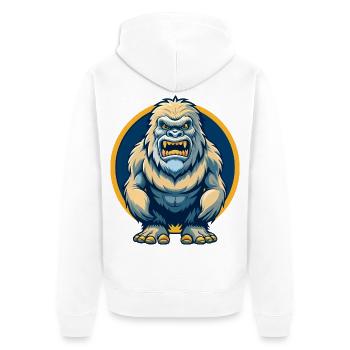 Logo clipart de personnage de dessin animé mascotte Yeti Kawaii - Veste à capuche bio Premium Unisexe - blanc - Dos - Thijin (182cm)