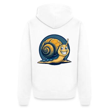 Snail Kawaii Maskottchen Cartoon-Charakter-Clipart-Logo - Unisex Premium Bio Zip Hoodie - Weiß - Hinten - Thijin (182cm)