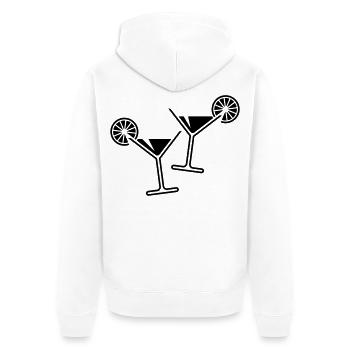 2 verres cocktail / cocktail / martini + (noir) - Veste à capuche bio Premium Unisexe - blanc - Dos - Thijin (182cm)
