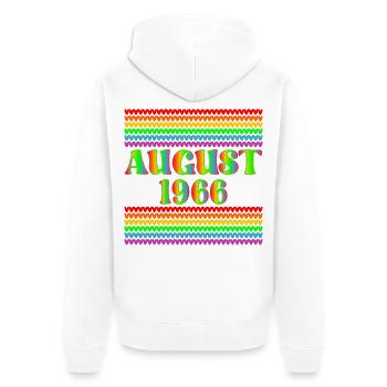 Birthday August 1966 - Rainbow - Unisex Premium Organic Zip Hoodie - white - Back - Thijin (182cm)