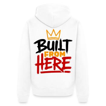 Built From Here Expression Of Pride & Authenticity - Unisex Premium Organic Zip Hoodie - white - Back - Thijin (182cm)