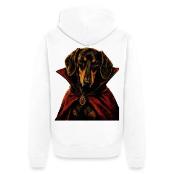 Dachshund Viennese Dog Halloween Vampire - Unisex Premium Organic Zip Hoodie - white - Back - Thijin (182cm)