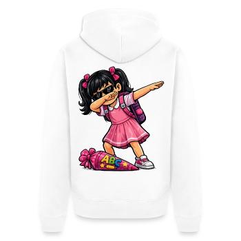 Dabbing ABC-Schützin schwarze Haare - Unisex Premium Bio Zip Hoodie - Weiß - Hinten - Thijin (182cm)