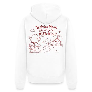 KITA-Abenteuer mit Teddy - Unisex Premium Bio Zip Hoodie - Weiß - Hinten - Thijin (182cm)