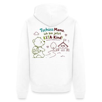 Kita-Kind Abschiedsgruß - Unisex Premium Bio Zip Hoodie - Weiß - Hinten - Thijin (182cm)