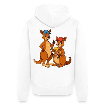 Famille des kangourous - Veste à capuche bio Premium Unisexe - blanc - Dos - Thijin (182cm)