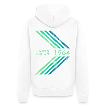 Édition limitée 1964 Anniversaire masculin féminin - Veste à capuche bio Premium Unisexe - blanc - Dos - Thijin (182cm)