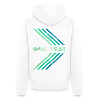 1948 Limited Edition Geburtstag Herren Damen Sport - Unisex Premium Bio Zip Hoodie - Weiß - Hinten - Thijin (182cm)