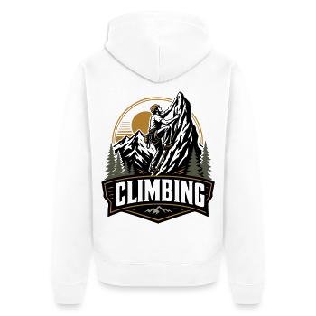 Climbing Vintage Climber Mountain Outdoor - Unisex Premium Organic Zip Hoodie - white - Back - Thijin (182cm)