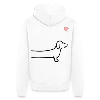 Dackel Herz Hunde - Unisex Premium Bio Zip Hoodie - Weiß - Hinten - Thijin (182cm)