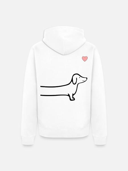 Chiens Cœur de teckel - Veste à capuche bio Premium Unisexe - blanc