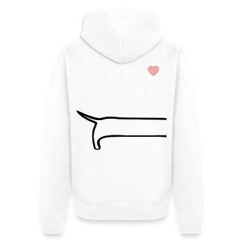 Minimalistisch Hunde Rücken - Unisex Premium Bio Zip Hoodie - Weiß - Hinten - Thijin (182cm)