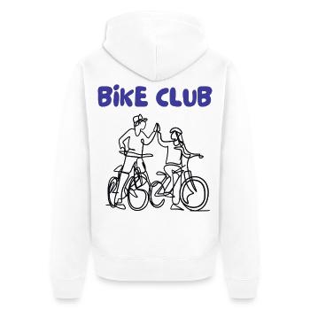 Bike Club Strichzeichnung - Unisex Premium Bio Zip Hoodie - Weiß - Hinten - Thijin (182cm)