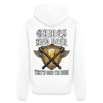 Bier Axt Und Mittelalter - Unisex Premium Bio Zip Hoodie - Weiß - Hinten - Thijin (182cm)