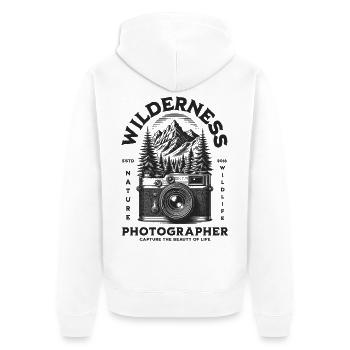 Photographe de nature à Wildernis - Veste à capuche bio Premium Unisexe - blanc - Dos - Thijin (182cm)