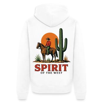 Esprit de l'Ouest Cowboy Crépuscule - Veste à capuche bio Premium Unisexe - blanc - Dos - Thijin (182cm)