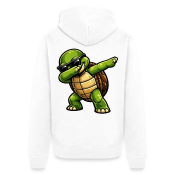 Dabbing Schildkröte - Unisex Premium Bio Zip Hoodie - Weiß - Hinten - Thijin (182cm)