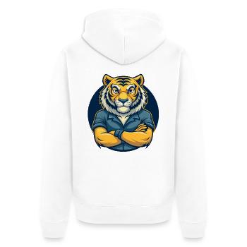 Tiger Kawaii Mascot Cartoon Character Clipart Logo - Unisex Premium Organic Zip Hoodie - white - Back - Thijin (182cm)