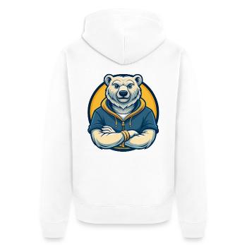 Polar Bear Kawaii Maskottchen-Cartoon-Clipart-Logo - Unisex Premium Bio Zip Hoodie - Weiß - Hinten - Thijin (182cm)