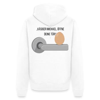 Käsiger Michael T-Shirt - Unisex Premium Bio Zip Hoodie - Weiß - Hinten - Thijin (182cm)