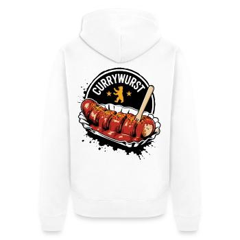Currywurst Berlin - Unisex Premium Bio Zip Hoodie - Weiß - Hinten - Thijin (182cm)