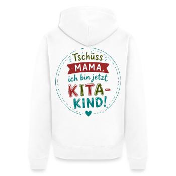KitaKind Abschiedsmotto - Unisex Premium Bio Zip Hoodie - Weiß - Hinten - Thijin (182cm)