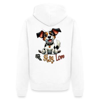 Assieds-toi Reste Aime Jack Russell Vie de chiot - Veste à capuche bio Premium Unisexe - blanc - Dos - Thijin (182cm)