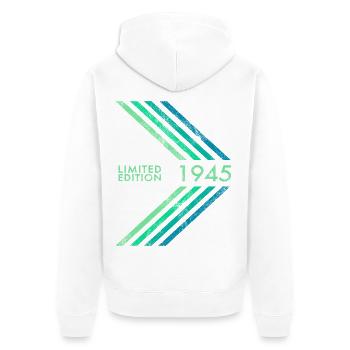 1945 Limited Edition Geburtstag Herren Damen Sport - Unisex Premium Bio Zip Hoodie - Weiß - Hinten - Thijin (182cm)