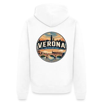 Retro Verona Roman Arena Reiseabzeichen - Unisex Premium Bio Zip Hoodie - Weiß - Hinten - Thijin (182cm)
