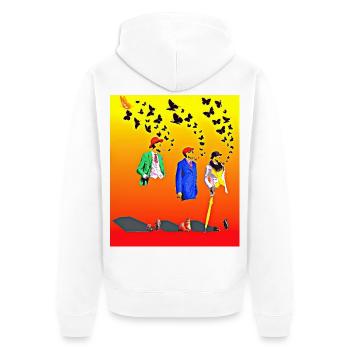 Kongolesische Pioniere und fliegende Schmetterlinge - Unisex Premium Bio Zip Hoodie - Weiß - Hinten - Thijin (182cm)
