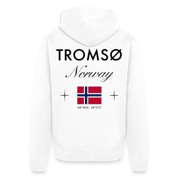 Tromsø Norwegen Koordinaten Reise Souvenir - Unisex Premium Bio Zip Hoodie - Weiß - Hinten - Thijin (182cm)