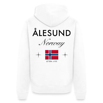 Ålesund Norwegen Koordinaten Reise Souvenir - Unisex Premium Bio Zip Hoodie - Weiß - Hinten - Thijin (182cm)