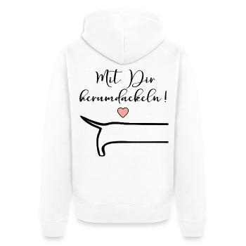 Freundschaft Herumdackeln Dackel - Unisex Premium Bio Zip Hoodie - Weiß - Hinten - Thijin (182cm)