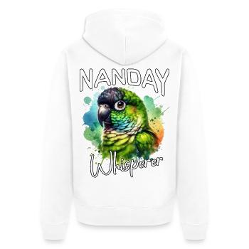 Nandaysittich Flüsterer - Unisex Premium Bio Zip Hoodie - Weiß - Hinten - Thijin (182cm)
