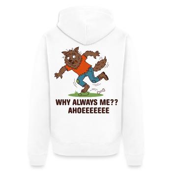 Clumsy Like A Wolf – lustiges Werwolf-T-Shirt - Unisex Premium Bio Zip Hoodie - Weiß - Hinten - Thijin (182cm)