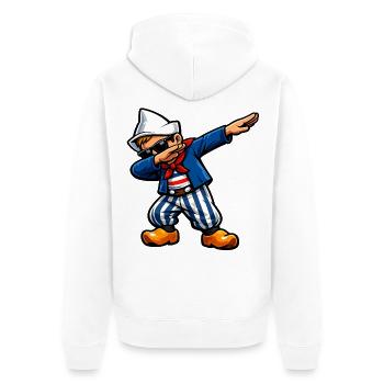 Dabbing Holländer - Unisex Premium Bio Zip Hoodie - Weiß - Hinten - Thijin (182cm)