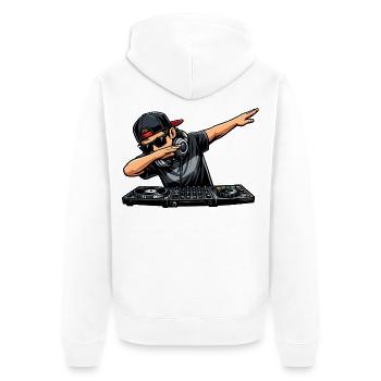 Dabbing DJ - Unisex Premium Bio Zip Hoodie - Weiß - Hinten - Thijin (182cm)