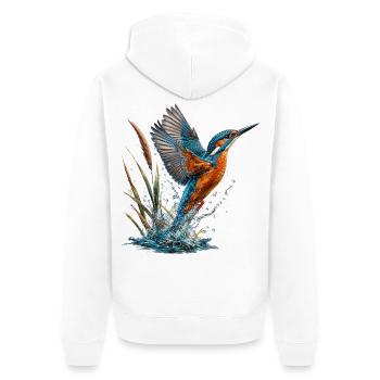 Smaragd-Eisvögel, der rauscht - Unisex Premium Bio Zip Hoodie - Weiß - Hinten - Thijin (182cm)