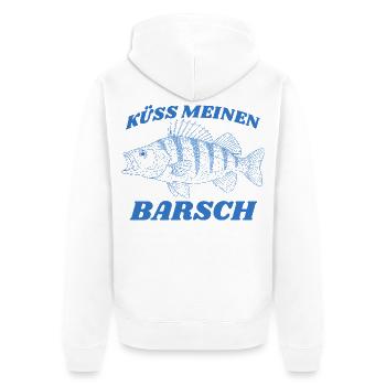 Küss meinen Barsch Vintage Retro lustiger Angler - Unisex Premium Bio Zip Hoodie - Weiß - Hinten - Thijin (182cm)