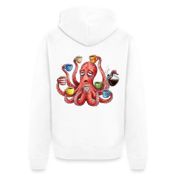 Un poulpe fatigué a besoin de café - Veste à capuche bio Premium Unisexe - blanc - Dos - Thijin (182cm)
