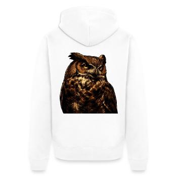Wächter Eule - Unisex Premium Bio Zip Hoodie - Weiß - Hinten - Thijin (182cm)