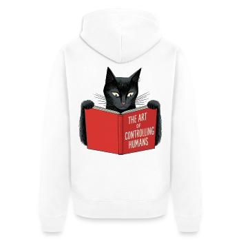 Chat noir lit livre rouge - Veste à capuche bio Premium Unisexe - blanc - Dos - Thijin (182cm)