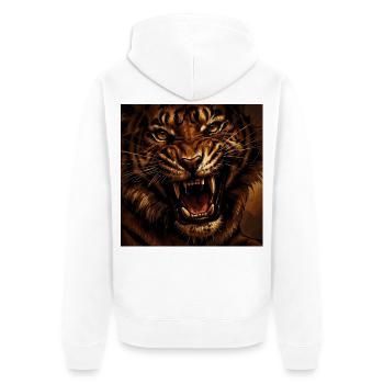 Tigersturm Brüllender Feuerblick - Unisex Premium Bio Zip Hoodie - Weiß - Hinten - Thijin (182cm)