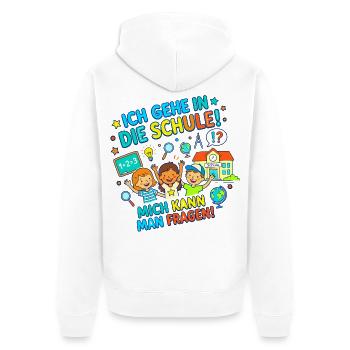 Ich gehe in die Schule! Mich kann man fragen! - Unisex Premium Bio Zip Hoodie - Weiß - Hinten - Thijin (182cm)
