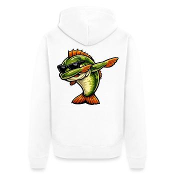 Dabbing Barsch - Unisex Premium Bio Zip Hoodie - Weiß - Hinten - Thijin (182cm)